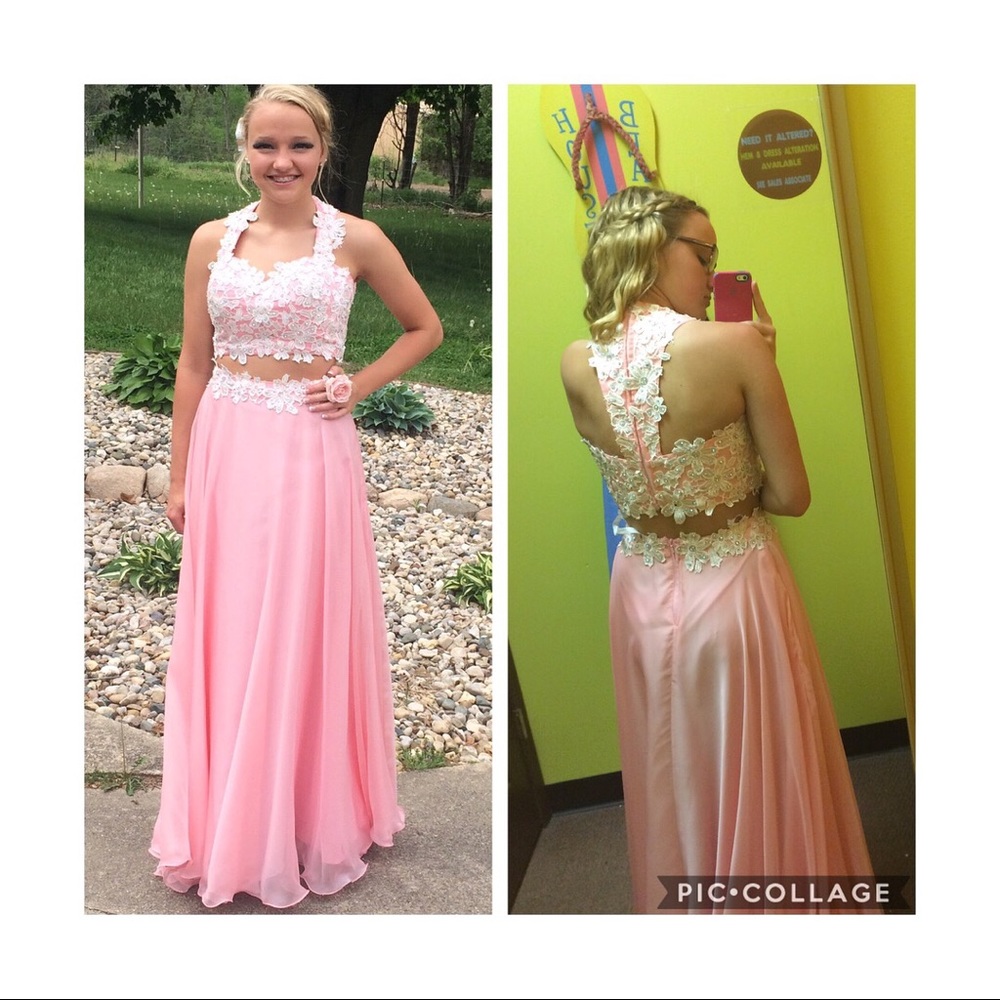 Prom Dress Rachel Allan Light Pink Two Piece CHEAP